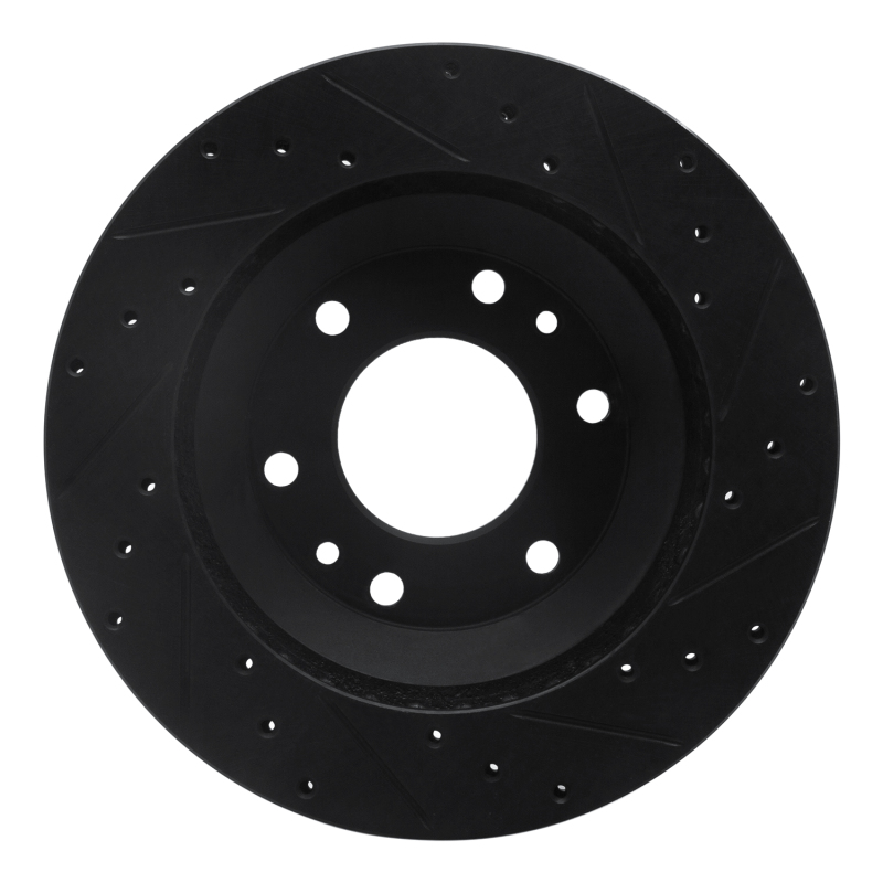 Buick Rainier Brake Rotor (1) - Front Left - R1 Concepts - Drilled & Slotted - Black - `02-`05